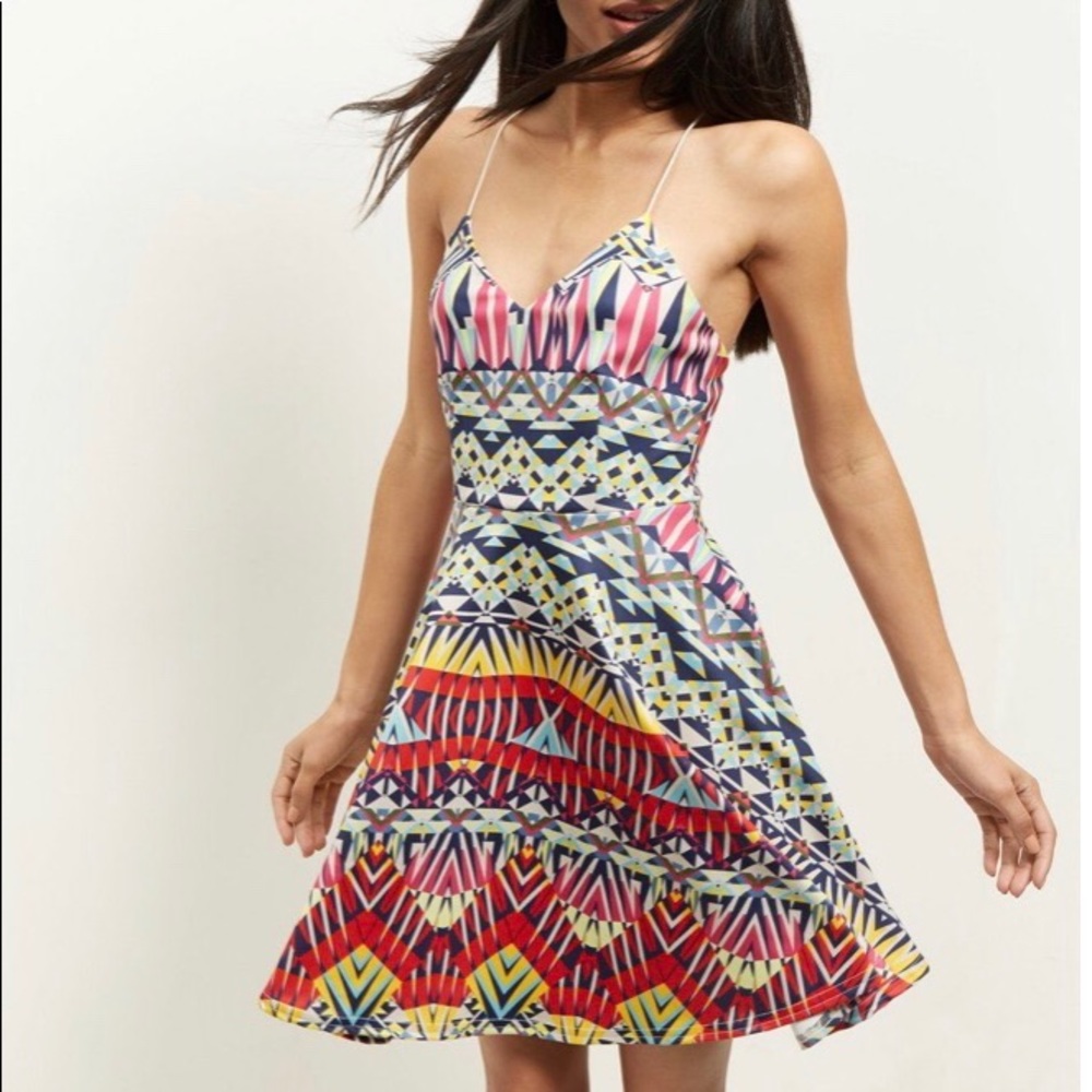 New Look aztec dress with crossed back